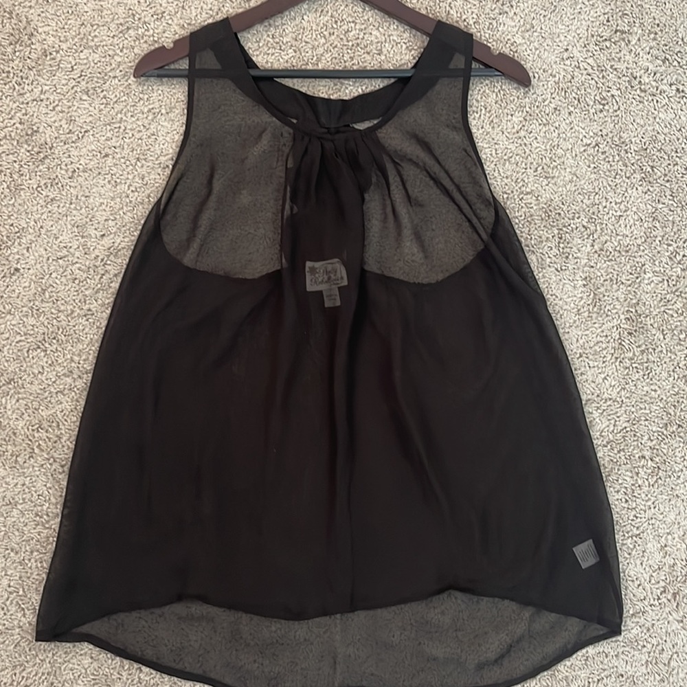 Pretty Rebellious Black Sheer Chiffon Tank Blouse